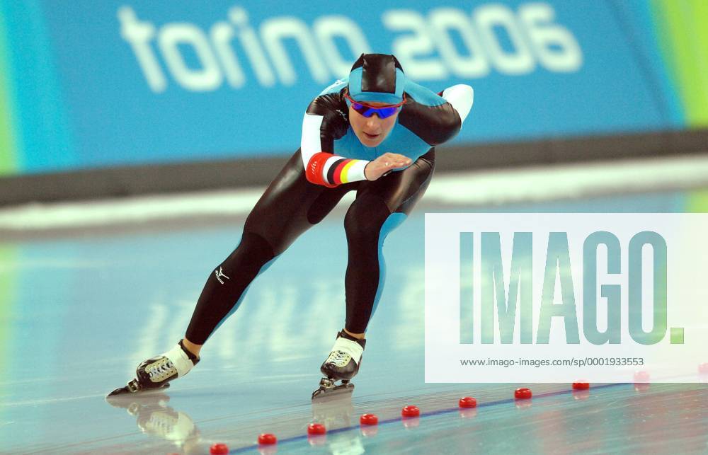 Claudia Pechstein (Deutschland) Eisschnellauf OS Winter Damen Olympische Spiele Turin 2006, Winterspiele, 3000m, 3000 m, Meter Einzelbild Turin Dynamik,
