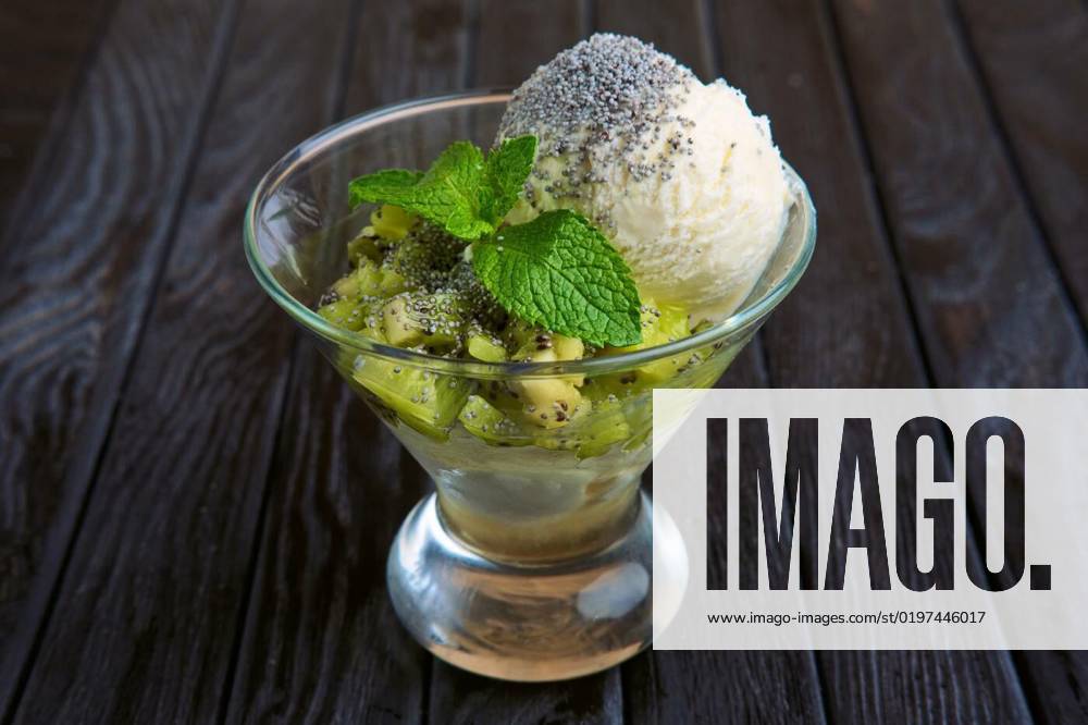 A cup of apple ice cream decorated with kiwi, mint leaves and poppy, A cup of apple ice cream decorated with kiwi, mint leaves and poppy, A cup of apple ice cream decorated with kiwi, mint leaves and poppy, 15.09.2022,