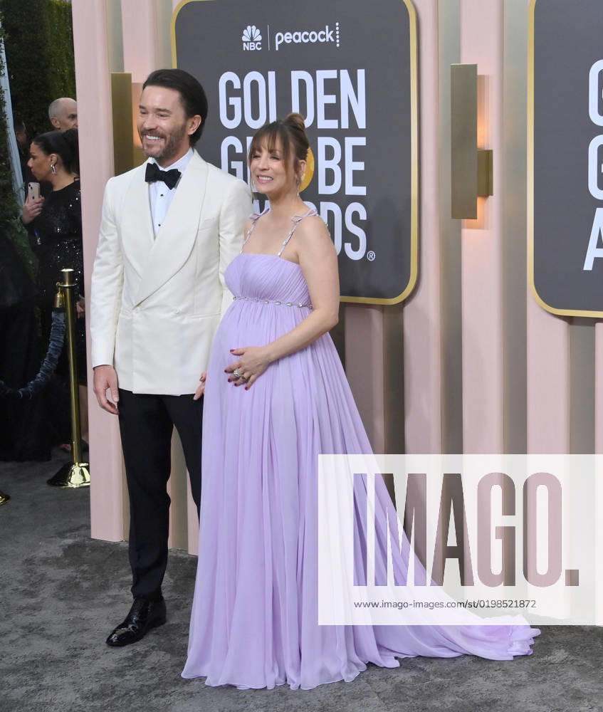 Tom Pelphrey and Kaley Cuoco arrive for the 80th annual Golden Globe Awards at the Beverly Hilton in Beverly Hills, California on Tuesday, January 10, 2023. LAP20230110699 JIMxRUYMEN