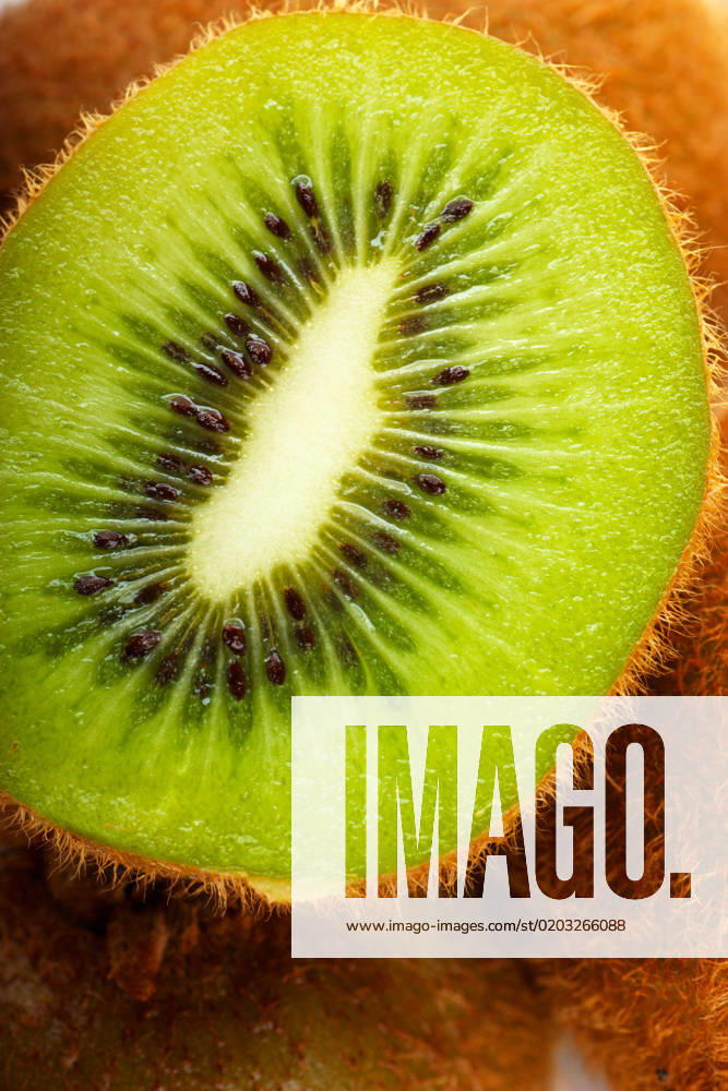 Macro view of a kiwi fruit.