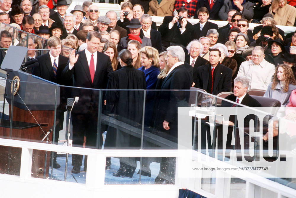 IMAGO ICONS: Ruth Bader Ginsburg Vice President Albert Gore Jr. is sworn in by Associate Justice of The Supreme Court, The Honorable Ruth Bader Ginsburg during the 1997 Presidential Inaugural Ceremony. Base: Washington State: District Of Columbia (DC) Country: United States Of America (USA)