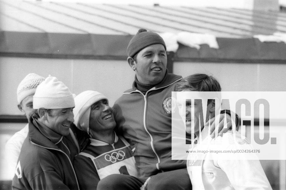 Olympische Spiele 1972 in Sapporo, 4x7,5km Staffel Olympiasieger UdSSR mit Aleksandr Tikhonov, Rinnat Safin, Ivan Biakov, Viktor Mamatov