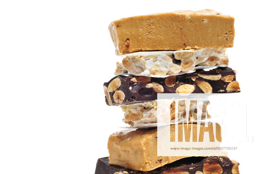 Some pieces of different kind o turron, typical Christmas sweet of Spain