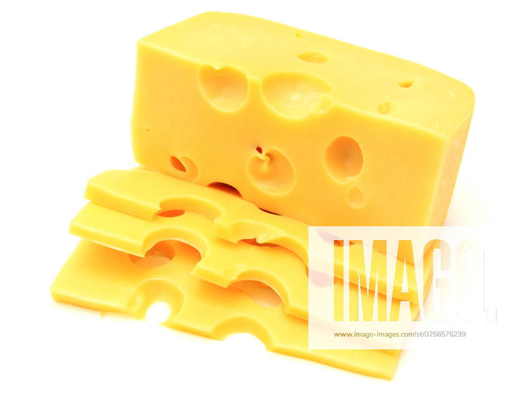 Piece of cheese isolated on a white background