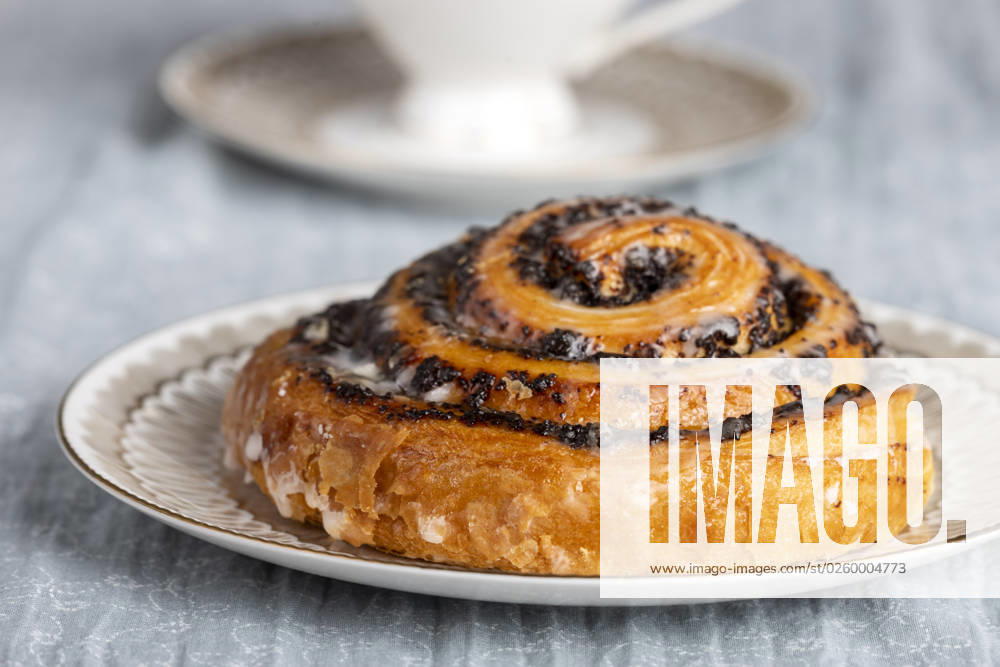 IMAGO Creative: Food, Mohn Nahaufnahme eines Mohnstrudels Nahaufnahme eines Mohnstrudels