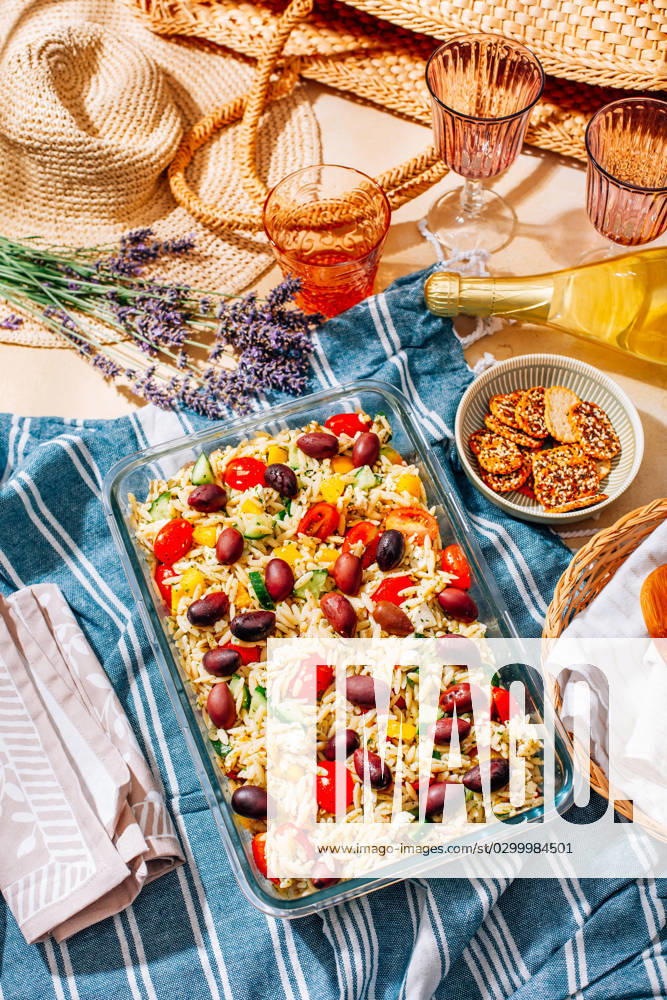 Picnic time - homemade orzo pasta salad with feta Picnic time - homemade orzo pasta salad with feta, olives, tomatoes