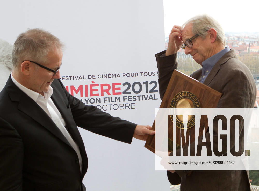 Lumiere 2012 Grand Lyon Film Festival - Lyon Ken Loach and Thierry Fremaux pose at a photocall during the Lumiere 2012 Grand Lyon Film Festival in Lyon, France on October 21, 2012. Photo by Vincent Dargent ABACAPRESS.COM Lyon France