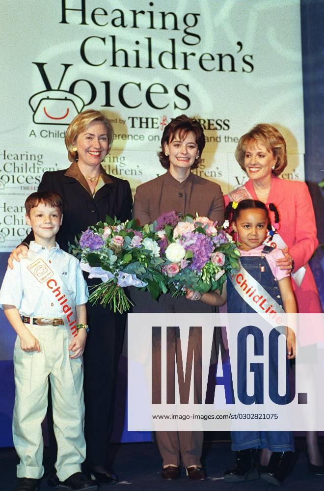 Left to Right: HILLARY CLINTON American Lawyer Wife of President Bill Clinton: CHERIE BLAIR QC, Wife of Rt Hon Tony Blair MP, Prime Minister of Britain: ESTHER RANTZEN British TV Presenter and Producer Founder of Childline Attending Childline Left to Right: HILLARY CLINTON American Lawyer Wife of President Bill Clinton: CHERIE BLAIR QC, Wife of Rt Hon Tony Blair MP, Prime Minister of Britain: ESTHER RANTZEN British TV Presenter and Producer Founder of Childline Attending Childline s Hearing Children s Voices conference COMPULSORY CREDIT: UPPA Photoshot Photo UDW 016136 M-14 13.05.1999, Credit: uppa.co.uk Avalon United Kingdom
