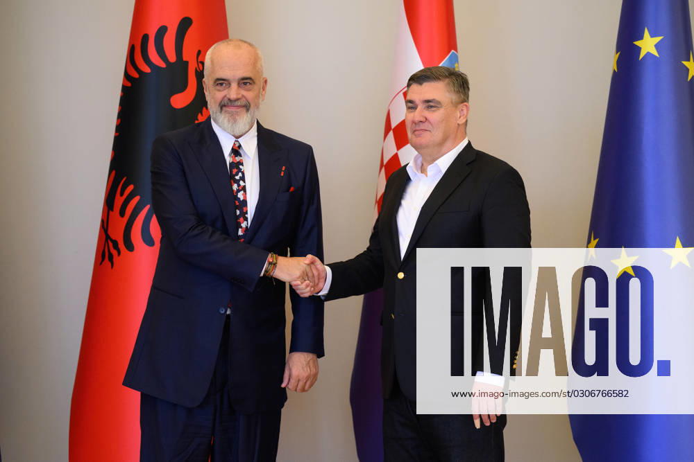 Croatia President meets Albanian Prime Minister Croatia President Zoran Milanovic meets with Albanian Prime Minister Edi Rama at The Presidential Palace in Zagreb, Croatia on October 2, 2023. DavorxPuklavec PIXSELL