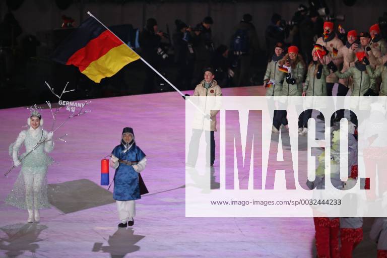 German team with Kurt Frenzel as flagbearer during opening ceremony of the 2018 Olympic Games in PyeongChang 09 02 2018