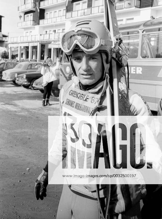 international ski week in Grenoble of the later triple Olympic champion Jean Claude Killy France with ski in the city HM
