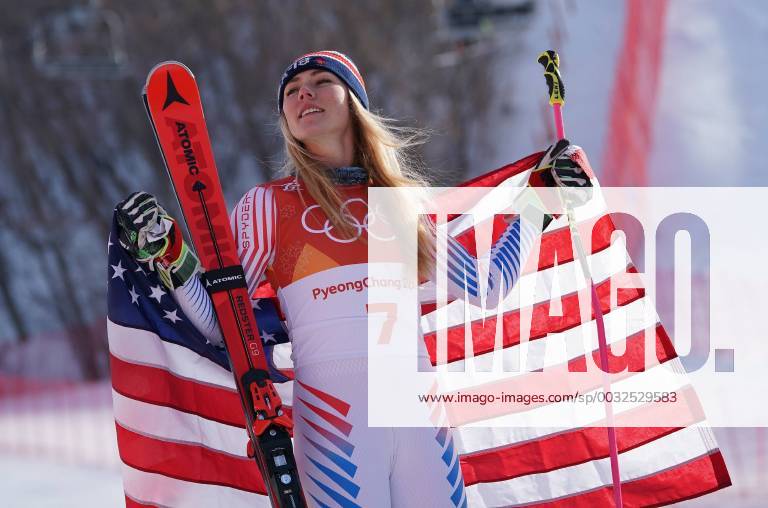 - SPORT American Mikaela Shiffrin celebrates after winning gold in the Ladies Giant Slalom at the Yongpyong Alpine Centre in Pyeongchang, South Korea, on February 15, 2018. Shiffrin won gold with a combined time of 2:20.02. OLY20180215324 KEVINxDIETSCH