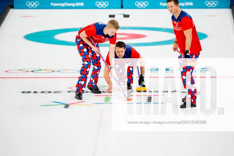 Thomas Ulsrud of Norway in the round robin of the curling between Norway and South Korea during day seven of the 2018 Winter Olympics on February 16 2018 in Pyeongchang Photo Jon Olav Nesvold BILDBYR N code JE 160170