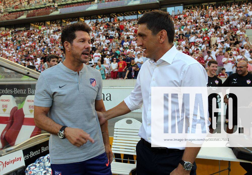 VfB Stuttgart Atletico Madrid Germany Stuttgart 05 08 2018 Football Bundesliga Season 2018 2019 Test match VfB Stuttgart Atletico Madrid v Diego Simeone Coach Atletico Madrid Tayfun Korkut Coach VfB Stuttgart