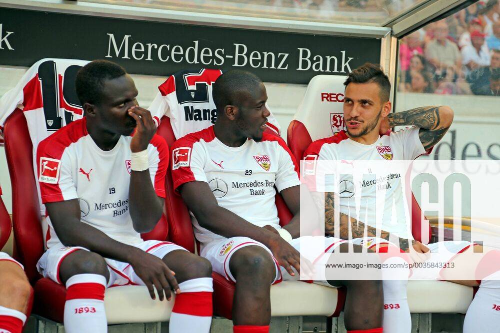 VfB Stuttgart Atletico Madrid Germany Stuttgart 05 08 2018 Football Bundesliga Season 2018 2019 Test match VfB Stuttgart Atletico Madrid v Chadrac Akolo Orel Mangala Anastasios Donis all VfB Stuttgart