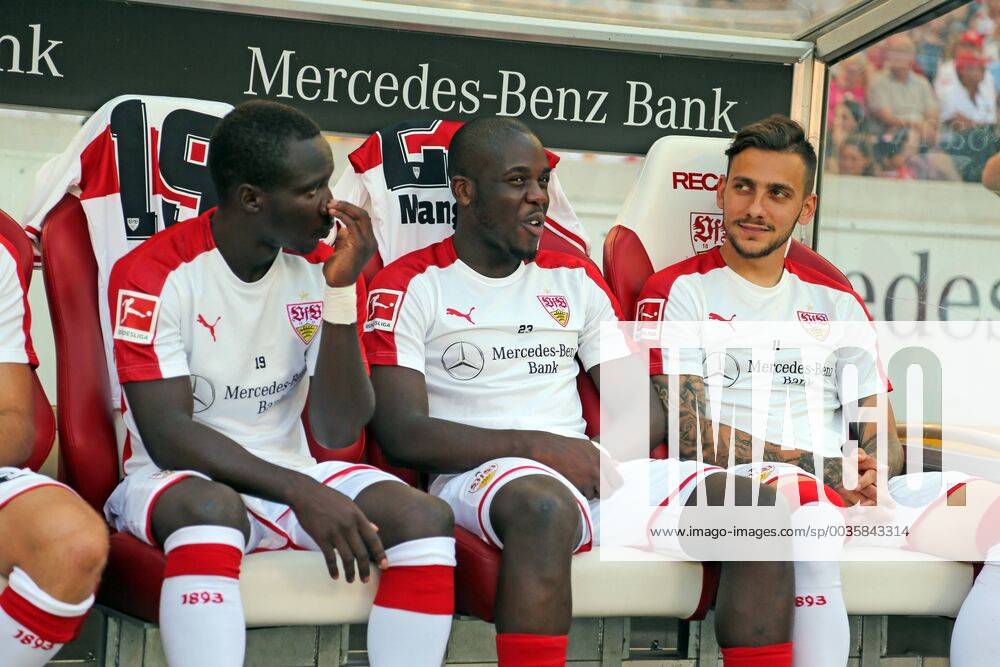 VfB Stuttgart Atletico Madrid Germany Stuttgart 05 08 2018 Football Bundesliga Season 2018 2019 Test match VfB Stuttgart Atletico Madrid v Chadrac Akolo Orel Mangala Anastasios Donis all VfB Stuttgart
