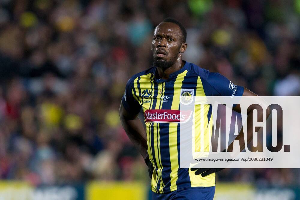 Usain Bolt spielt für die Central Coast Mariners in der australischen A-League GOSFORD, AUSTRALIA - AUGUST 31: Central Coast Mariners player Usain Bolt (95) at The A-League trial match between the Central Coast Mariners and Central Coast Selecton August 31, 2018 at Central Coast Stadium in Gosford, Australia. (Photo by Speed Media Icon Sportswire) SOCCER: AUG 31 Hyundai A-League - Central Coast Mariners v Central Coast Select Icon18083126