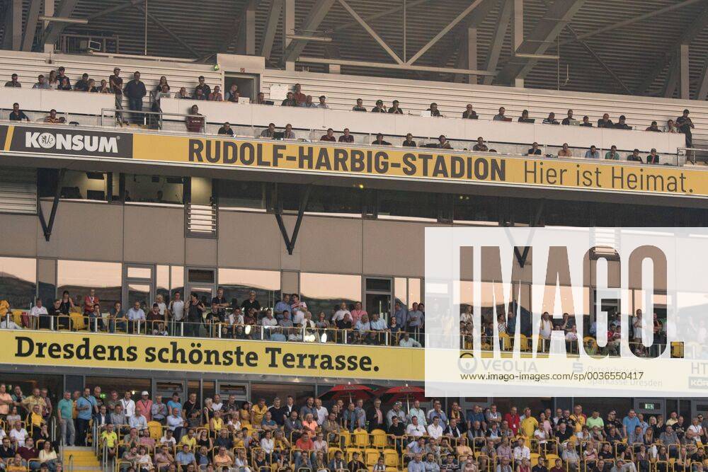 The new old name of the Dresdner Stadions The lettering Rudolf Harbig Stadion is standing on the press balcony of the grandstand 18 09 2018 Soccer GER 2 Bundesliga 4 Matchday SG Dynamo Dresden Hamburger SV 0 1 SG Dynamo Dresden vs Hamburger SV