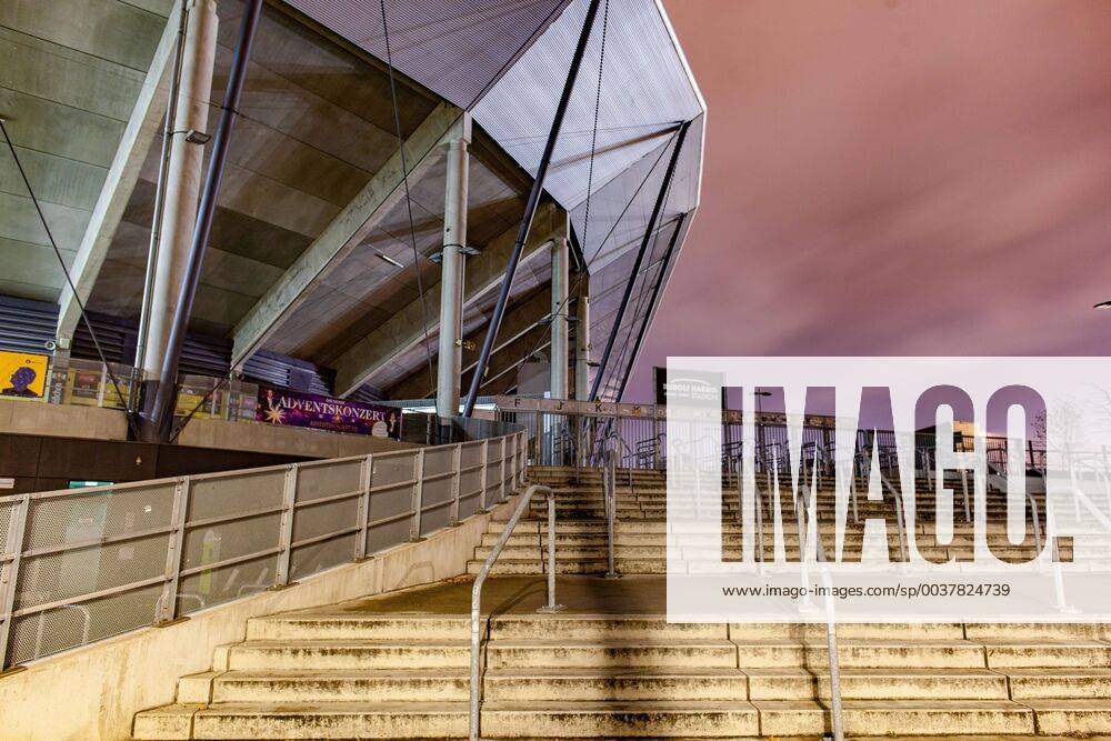 Long exposure at night at the staircase to the K Block 06 12 2018 Dresden Football GER 2 Bundesliga 2 BL Season 2018 2019 Rudolf Harbig Stadium SG Dynamo Dresden