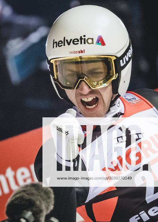 Stadio del Salto Predazzo ITA FIS World Cup Ski Jump Val di Fiemme Mens 2 round Simon Ammann SUI Simon Ammann of Switzerland reacts after his 2nd Competition Jump for the Four Hills Tournament of FIS Ski Jumping World Cup at the Stadio del Salto in Predazzo Itali on 2019 01 12 Predazzo EX_FEI