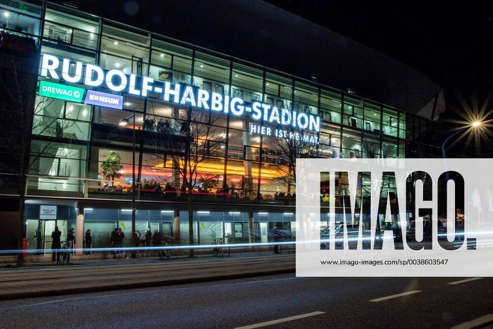 Long exposure in the evening for the home match against Bielefeld 30 01 2019 Dresden Football GER 2 Bundesliga 2 BL 19 Matchday Season 2018 2019 Rudolf Harbig Stadium SG Dynamo Dresden