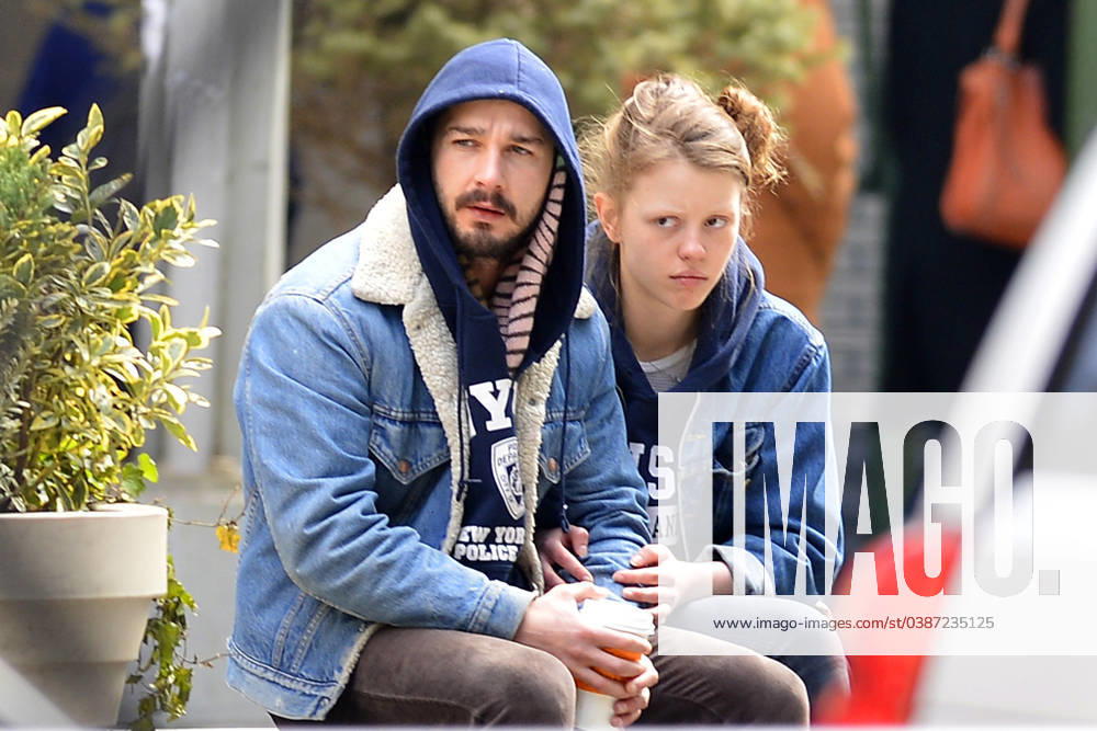 MATCHING! Shia LaBeouf seen with his girfriend and Nymphomanic co-star Mia Goth in NYC wearing identical outfits 92321, NEW YORK, NEW YORK - Sunday March 10, 2013. MATCHING! Shia LaBeouf seen with his girfriend and Nymphomanic co-star Mia Goth in NYC wearing identical outfits. , Credit:PacificCoastNews.com Avalon United States, New York