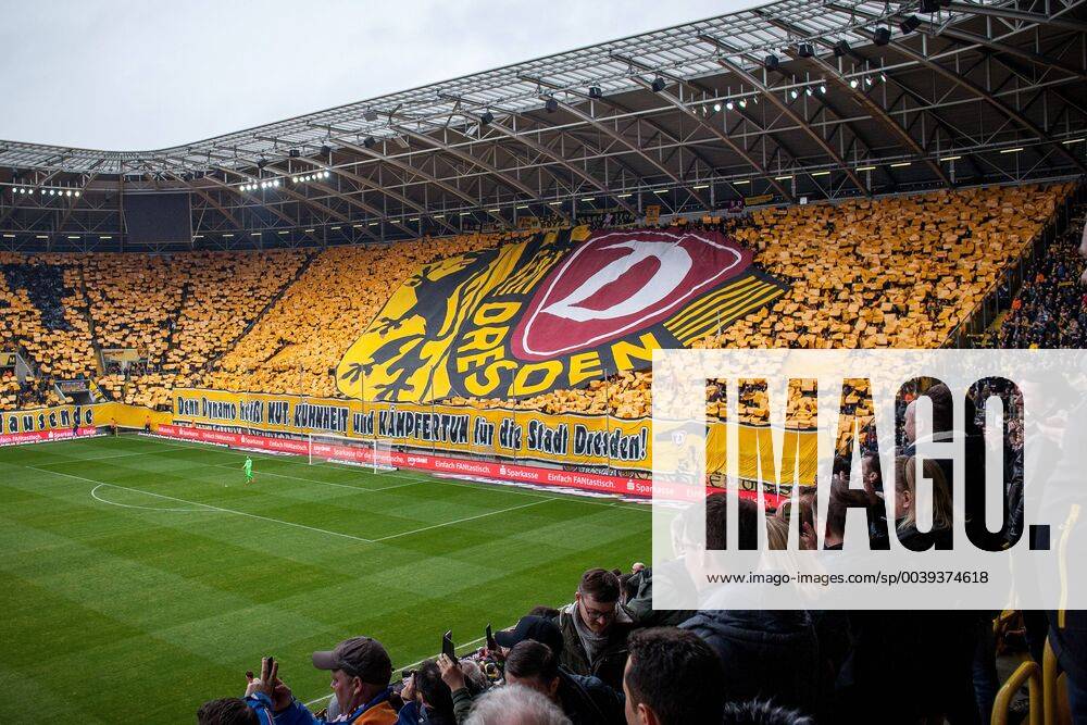 Choreography of the dynamo fans at the beginning of the match 16 03 2019 Football GER 2 Bundesliga 26 Matchday SG Dynamo Dresden 1 FC Magdeburg Rudolf Harbig Stadium SG Dynamo Dresden vs. 1 FC Magdeburg