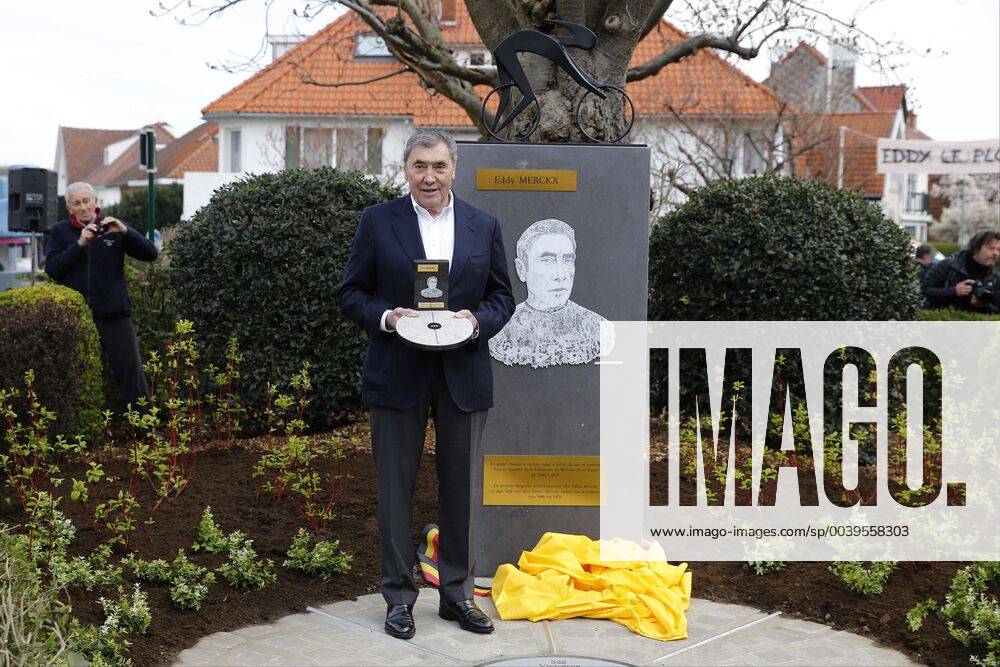 BRUSSELS, BELGIUM - MARCH 28 : Prudhomme Christian (FRA) Director of ASO and Eddy Merckx pictured during the inauguration of the square Eddy Merckx - Tour de France ceremony of the grand depart day_100 on March 28, 2019 in Brussels , Belgium. CYCLISME : Inauguration de la place Eddy Merckx - Ceremonie du grand depart du tour de France - Bruxelles - 28 03 2019 PhotoNews Panoramic