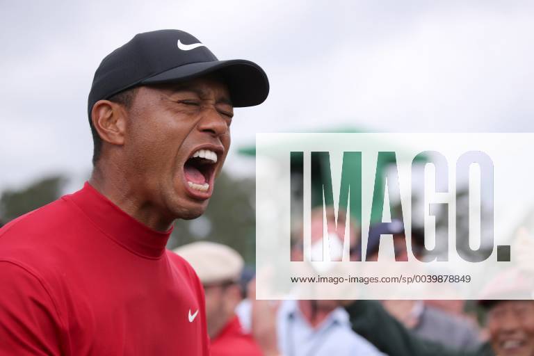 Tiger Woods (USA) celebrates winning on the 18th hole during the final round of the 2019 Masters golf tournament at the Augusta National Golf Club in Augusta, Georgia, United States, on April 14, 2019. Noxthirdxpartyxsales (101271201)