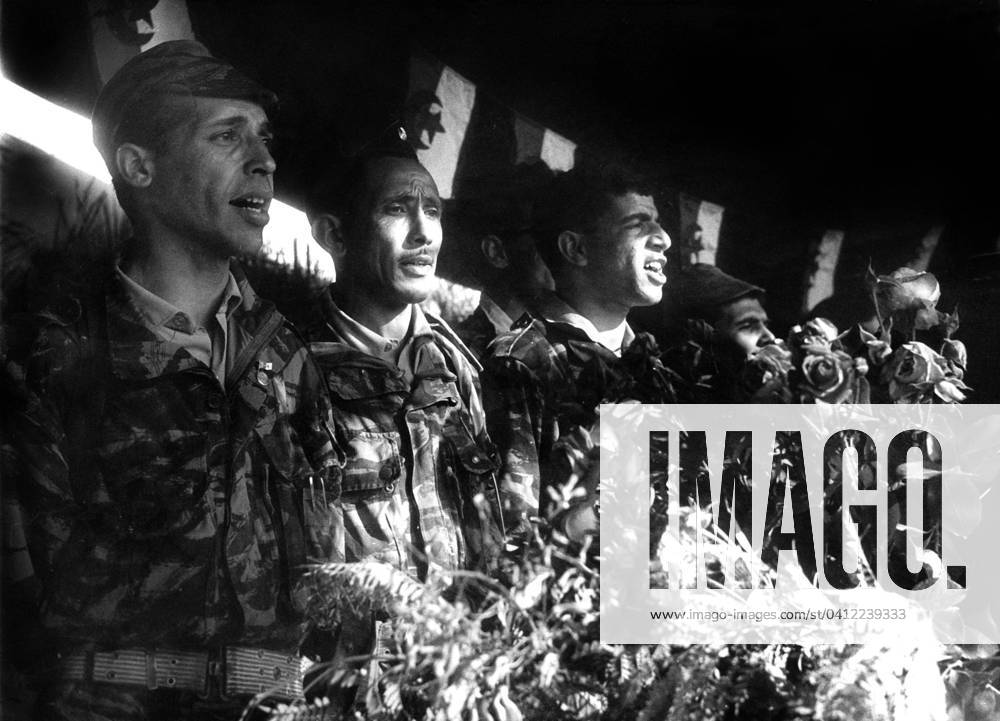 Algerian Independence Referendum, 27th June 1962 (b w photo) 1700663 Algerian Independence Referendum, 27th June 1962 (b w photo); (add.info.: Campaign for referendum (about self-determination of Algeria) in Arba on june 27, 1962 : Si Mokhtar (2nd from l)).