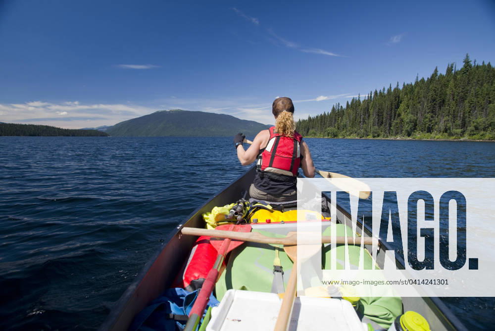 Canoe tripping on Murtle Lake, in Wells Gray Provincial Park. Blue River, British Columbia. Canada Blue River MR_senja_palonen
