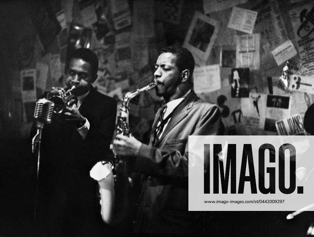 CHERRY & COLEMAN, 1959. Don Cherry on trumpet, and Ornette Coleman on saxophone, performing the The Five Spot in New York City, 1959. Photograph by Bob Parent.