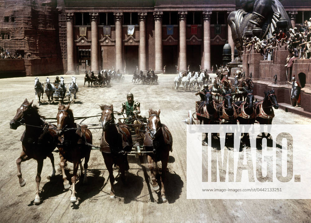 BEN HUR, 1959. Chariot race from the 1959 film version directed by William Wyler and starring Charlton Heston.