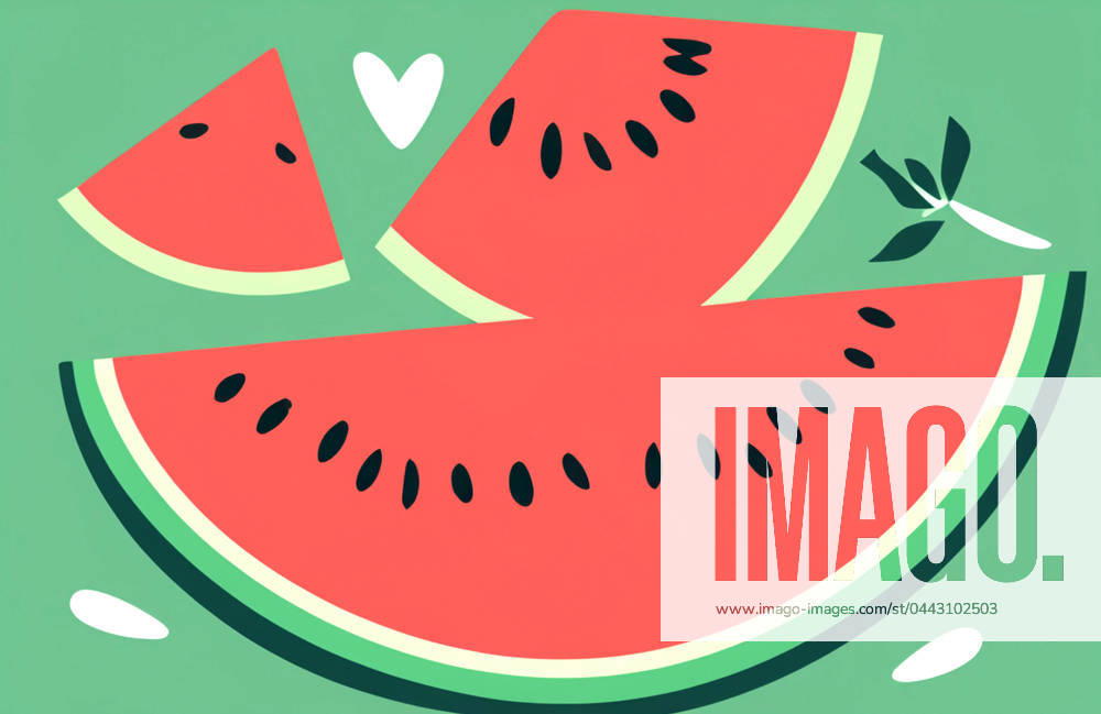 Illustration of watermelon slices on a green background illustration of watermelon slices on a green background