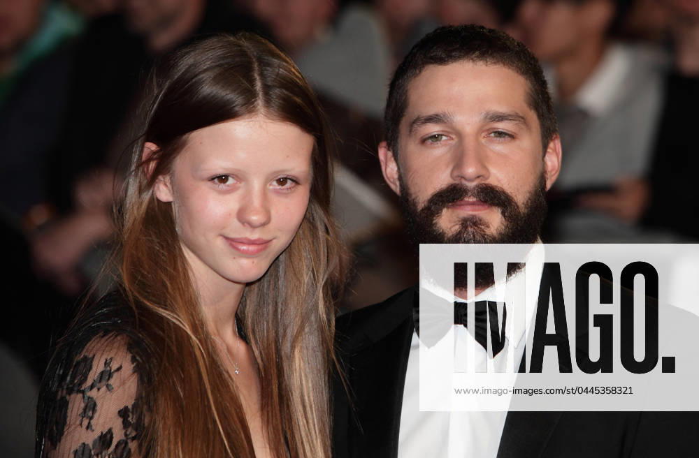 Shia LaBeouf and Mia Goth attend the Fury Closing Night Gala at Odeon Leicester Square in London, England 127880, Shia LaBeouf and Mia Goth attend the Fury Closing Night Gala at Odeon Leicester Square in London, England. London, United Kingdom - Sunday October 19, 2014., Credit:Kirwin, PacificCoastNews.com Avalon United Kingdom, London