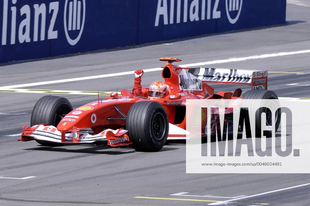 SCHUMACHER Michael F1 Team Scuderia Ferrari crossed the finish line as winner F1 GP of Germany 2004 on 30 05 2004 at the Nuerburgring
