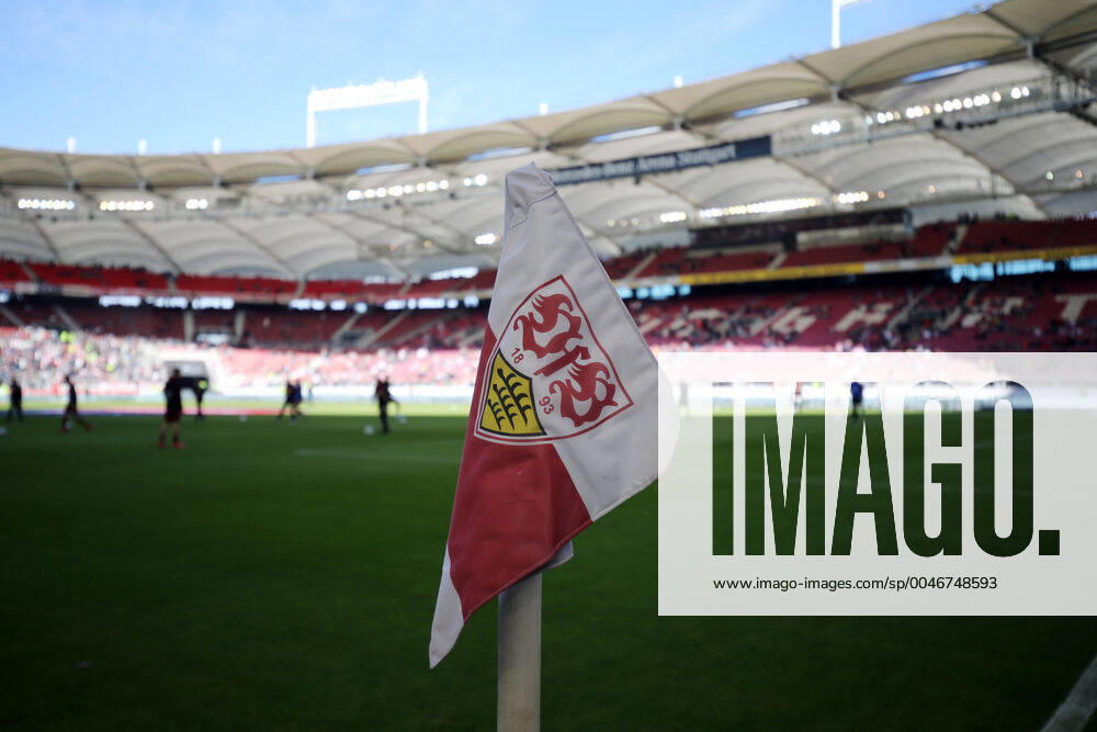 VfB Stuttgart SSV Jahn Regensburg Germany, Stuttgart, 22 02 2020, football, 2 Bundesliga, season 2019 2020, VfB Stuttgart SSV Jahn Regensburg VfB Stuttgart corner flag, DFL DFB REGULATIONS PROHIBIT ANY USE OF PHOTOGRAPHS AS IMAGE SEQUENCES AND OR QUASI VIDEO