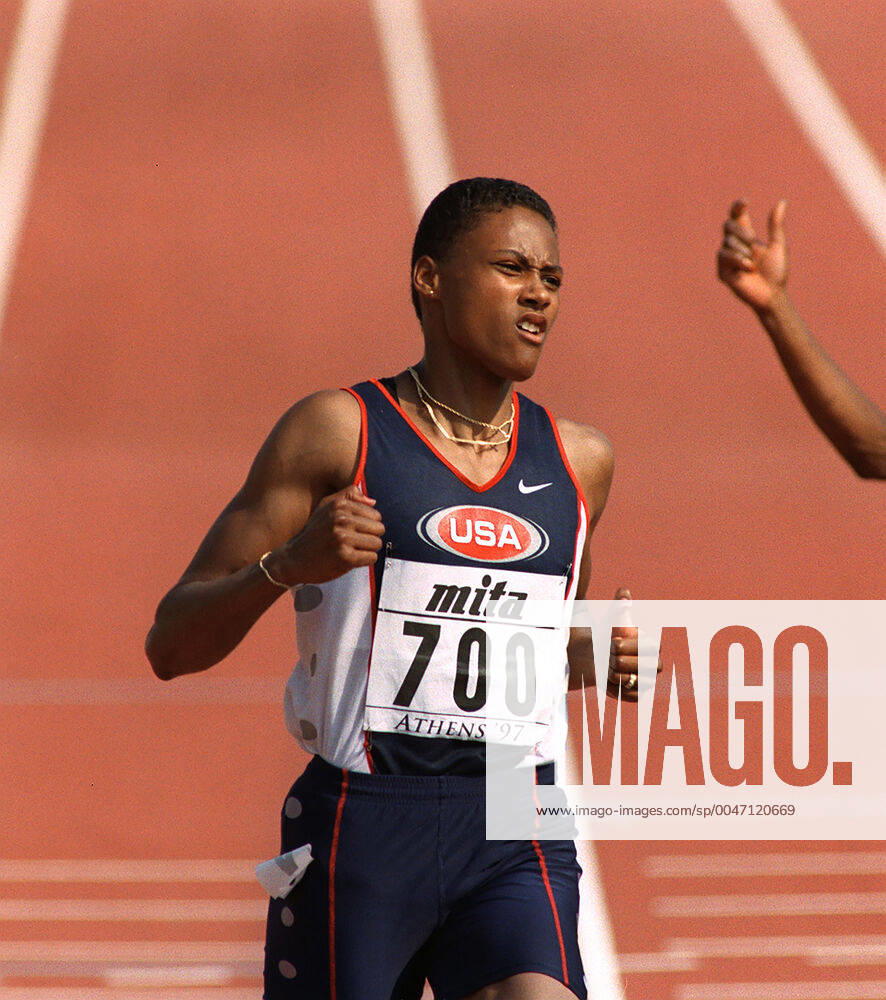 Athletics, World Athletics Championships Gold medalist Marion Jones of USA during womens 100 m at The World Athletics Championships on August 2, 1997 in Athens, Greece BILDBYRAN,