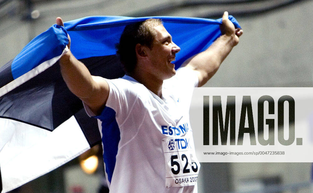 Athletics, World Athletics Championships Gold medalist Gerd Kanter of Estonia celebrate after discus at The World Athletics Championships on August 28, 2007 in Osaka, Japan BILDBYRAN,