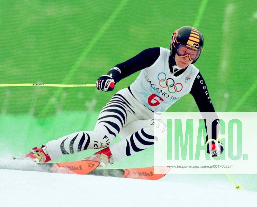 Winter Olympics 1998, Alpine Skiing: Bronze medalist Katja Seizinger of Germany during womens giant slalom at The Winter Olympic Games, Olympische Spiele, Olympia, OS on February 20, 1998 in Nagano, Japan. BILDBYRAN