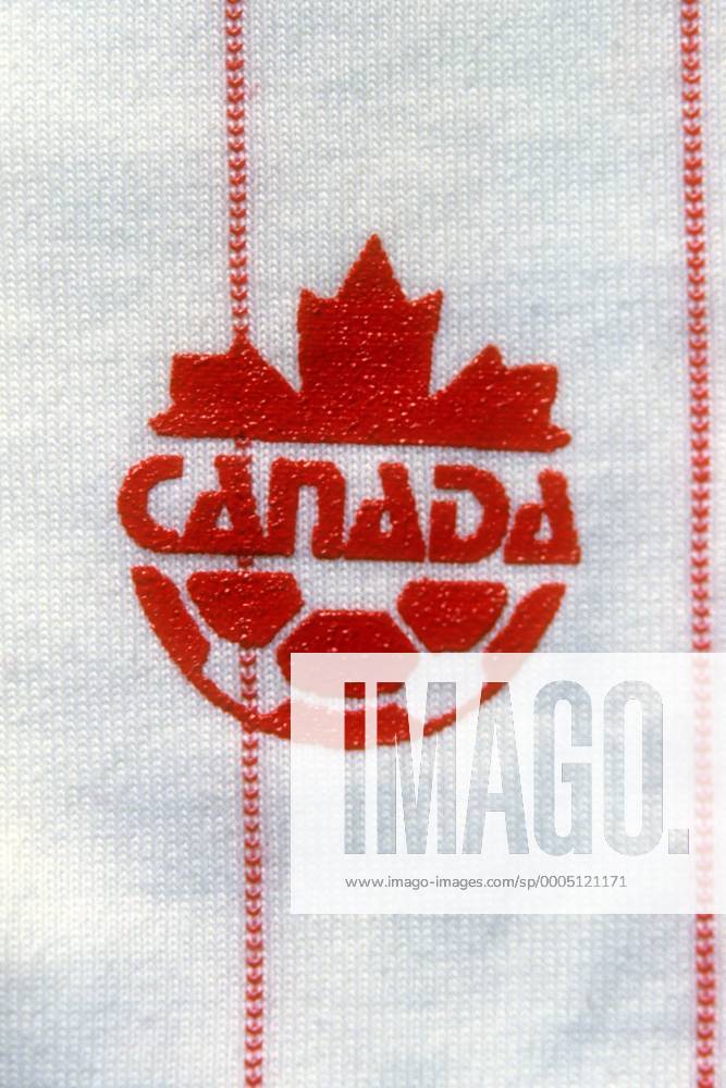 Verbandslogo Kanada, Teilnehmer der WM 1986 Fußball WM Herren WM 1986, Länderspiel, Nationalteam, Nationaltrikot Einzelbild Aufnahmedatum geschätzt