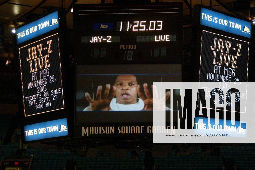 Rapper Jay-Z auf der Videoleinwand im Madison Square garden in New York City (NYP2003092450)