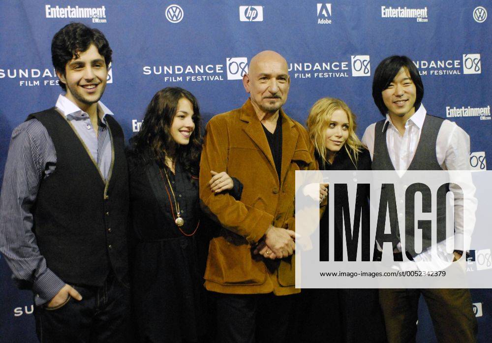 V.l.n.r.: Schauspieler Josh Peck, Olivia Thirlby, Ben Kingsley, Mary Kate Olsen und Aaron Yoo anlässlich der Premiere des Films - The Wackness - im Rahmen des Sundance Filmfestivals 2008 in Park City - (pcu20080118760)