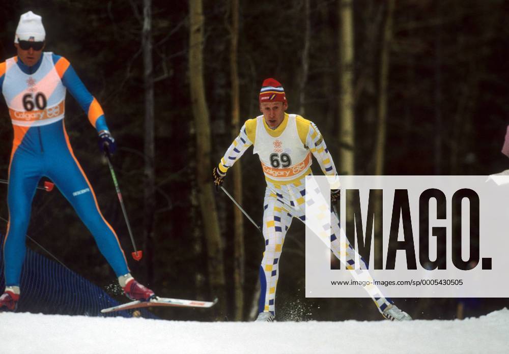 Gunde Svan (Schweden, re.) Nordischer Skilauf OS Winter Herren Olympische Spiele 1988, Winterspiele, Ski Nordisch, Skisport, Langlauf Gruppe Calgary