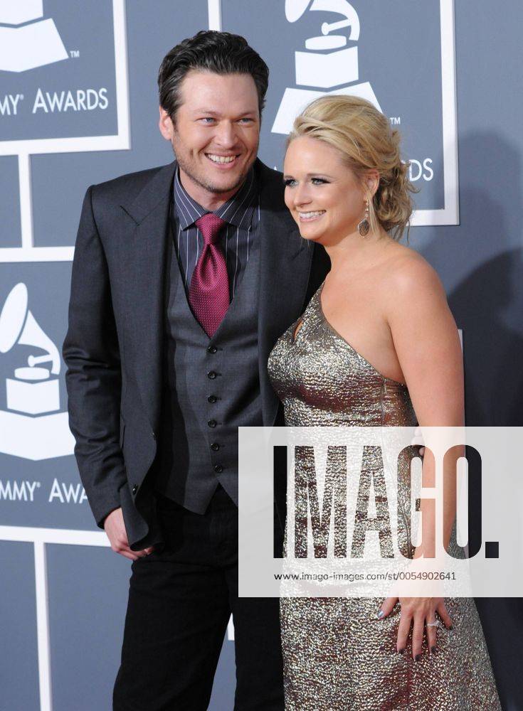 Blake Shelton (L) and Miranda Lambert (Miranda & Blake) arrive at the 53rd Grammy Awards at Staples Center in Los Angeles on February 13, 2011. LAP20110213102
