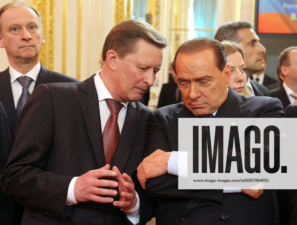 MOSCOW, RUSSIA. MAY 7, 2012. Kremlin Chief of Staff, Sergei Ivanov and Former Italian prime minister Silvio Berlusconi attend Vladimir Putin s inauguration ceremony as Russia s president in the Grand Kremlin Palace. Highlight premiumd RE0FDE57