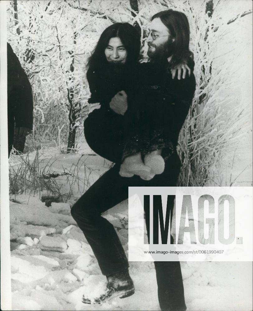 Jan. 01, 1970 - John Lennon And Yoko In North Jutland: Beatle John Lennon and his wife, Yoko ONO, are in North Jutland, to see Yoko s daughter by her previous marriage Kyoko. Yoko s farmer husband, Anthony Cox and his wife, Belinda, live in North Jutland Denmark. Photo shows John Lennon and his wife Yoko seen in the snow in North Jutland. - ZUMAk09