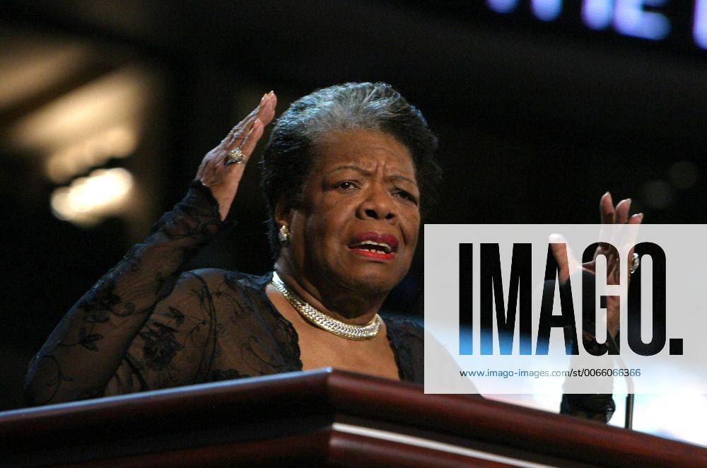 IMAGO ICONS: Maya Angelou May 28, 2014 - Winston-Salem, North Carolina, U.S. - FILE - MAYA ANGELOU, renowned as a poet, novelist and actress, died this morning at age 86 at her North Carolina home. One of America s leading literary voices, Angelou was best-known for her 1969 memoir I Know Why the Caged Bird Sings. It was the first of seven volumes of autobiography that traced her life from a childhood of abuse and oppression in the Deep South in the 1930s. PICTURED: July 27, 2004 - Boston, Massachusetts, U.S. - Poet and activist MAYA ANGELOU at the 2004 Democratic National Convention held at the Fleet Center. - ZUMAk03