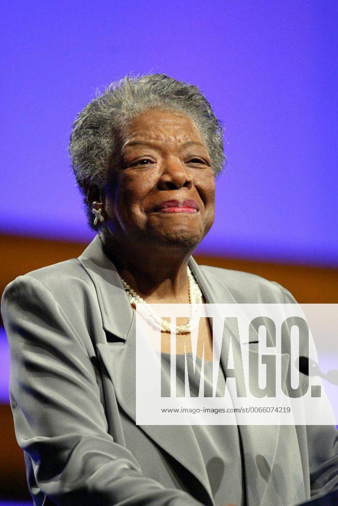 Winston-Salem, North Carolina, U.S. - FILE - MAYA ANGELOU, renowned as a poet, novelist and actress, died this morning at age 86 at her North Carolina home, her literary agent said. One of America s leading literary voices of the last 50 years, Angelou was best-known for her 1969 memoir I Know Why the Caged Bird Sings. It was the first of seven volumes of autobiography that traced her life from a childhood of abuse and oppression in the Deep South in the 1930s. Pictured Feb 28, 2005; Boca Raton, Florida - Maya Angelou speaks to participants at Office Depot s fifth annual business women s conference at the Boca Raton Resort and Club. - ZUMAp77