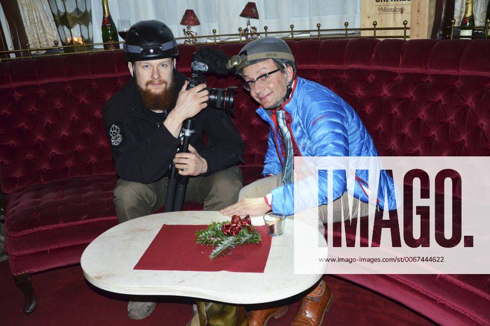 Friedrich Fritz Meinecke und Wigald Boning bei der Präsentation der Programmhighlights und Eigenproduktionen 2016 der TV-Sender HISTORY und A&E im Restaurants Gandl. München, 08.12.2015 Foto:xP.xSchönbergerx xFuturexImage